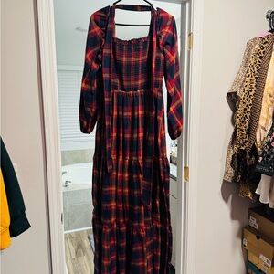 Aura Plaid Long Sleeve Dress